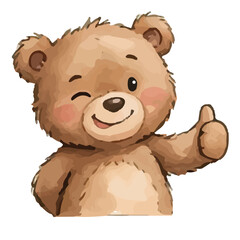 Fototapeta premium Cute brown teddy bear cartoon , soft toy style illustration for kids