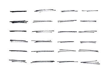 Set of black hand drawn marker pen stroke line transparent background design element doodle scribble underline © Emre Akkoyun