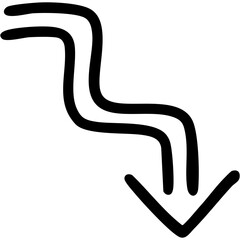 二重線の手書き矢印のイラスト16（黒）