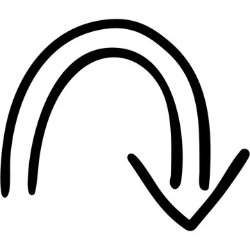 二重線の手書き矢印のイラスト17（黒）