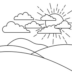 Fototapeta premium A sunny day with clouds over rolling hills