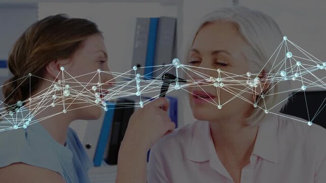 Clinician bringing otoscope toward nostril after chat, inspecting for exam while network drifting
