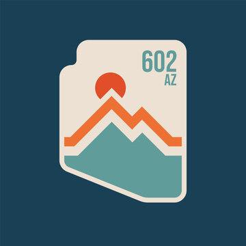 602 Arizona State with Mountain Retro Lines Perfect for Print, Apparel, Sticker, etc