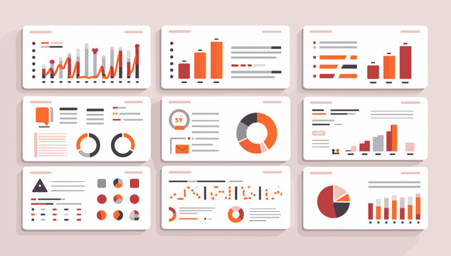A clean, modern graphic depicting data visualization and analysis. Ideal for illustrating reports, presentations, or articles about business intellige