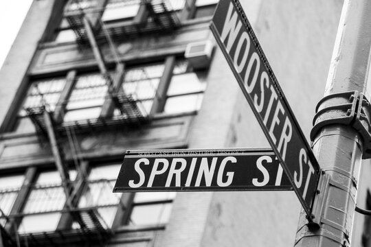 New York City, New York, USA.  Trendy Soho district in NYC - Wooster and Spring Street. 
