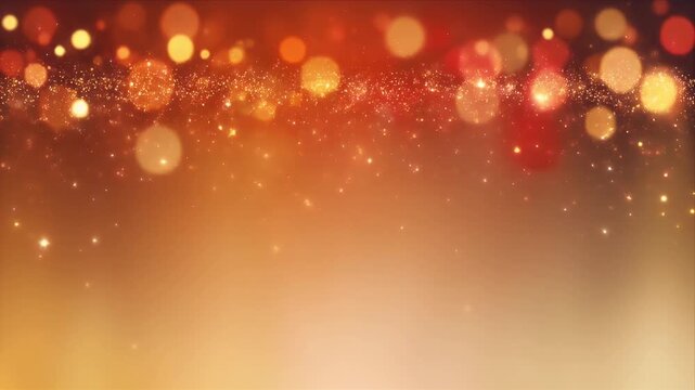 Abstract Bokeh Lights and Glittering Particles in Warm Orange Tones