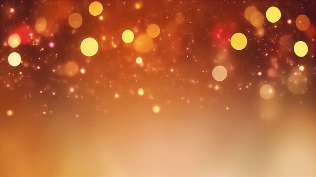 Golden Bokeh Lights Background with Sparkling Particles