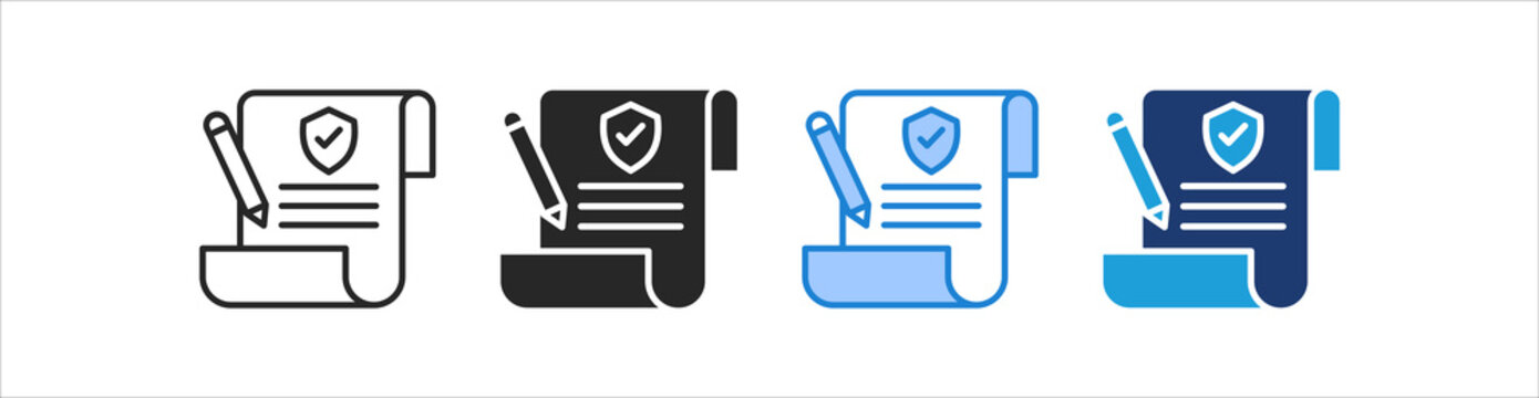 Policy Icon Set Multiple Style Vector Collection