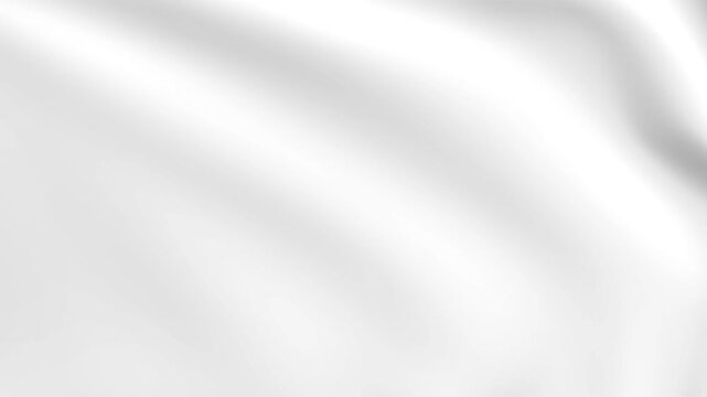 White silk moving waves on wind, satin and fabric white flag 4K animation.