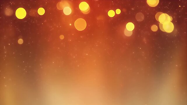 Bokeh Light Orbs Floating in Warm Golden and Orange Glow with Soft Blur Background