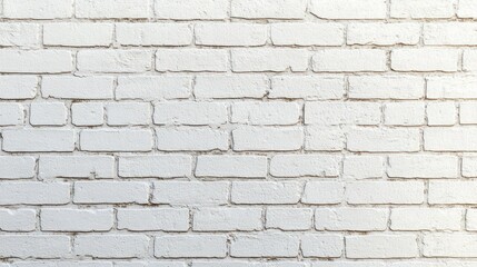 Fototapeta premium A clean white brick wall with uniform bricks, subtle shadows, and a calm minimalist urban surface.