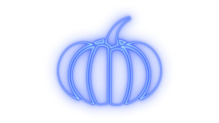 Bright glowing blue neon pumpkin icon vector set. Outline pumpkin silhouette Icon with electric blue glow on transparent background vector image. © rashida26