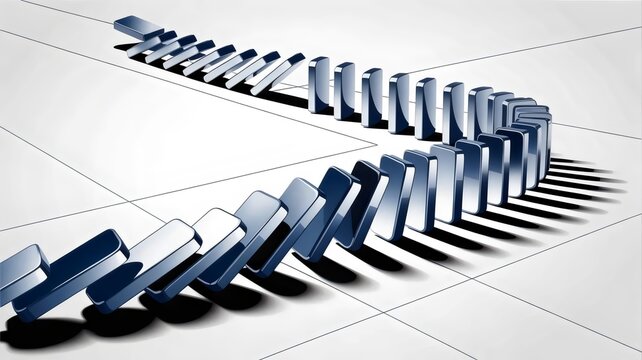 Metallic silver domino squares in motion blur &ndash; Great for entrepreneurial energy, innovation speed, or unstoppable progress.