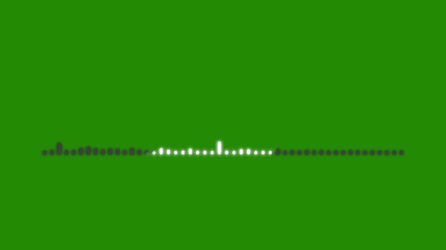 Audio waveform spectrum animation. Podcast sound waves for online audio streaming and podcasting or music player and mobile phone voice message soundwaves on green background in 4K