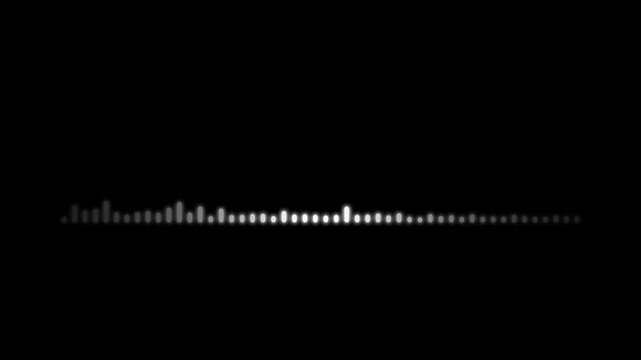 Audio waveform spectrum animation. Podcast sound waves for online audio streaming and podcasting or music player and mobile phone voice message soundwaves on black background in 4K