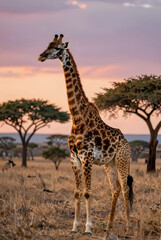 Fototapeta premium Giant Giraffe in African Landscape