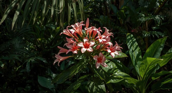 Adenium and kamboja jepang flowers thriving in vibrant natural environment