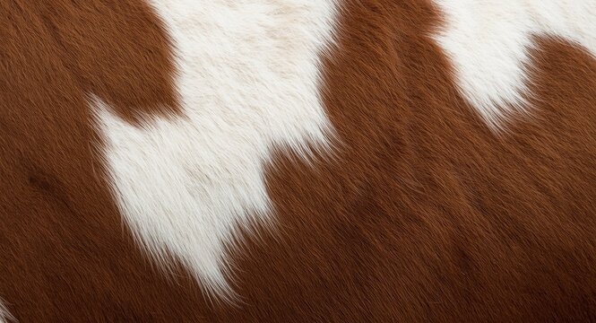 Brown and white cow fur pattern texture closeup