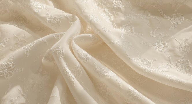 Classic Lucknowi Chikan fabric detailed with elaborate white floral stitching