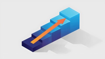 Navy and cyan staircase with climbing arrow &ndash; Perfect for data visualization, progress reports, or digital transformation.