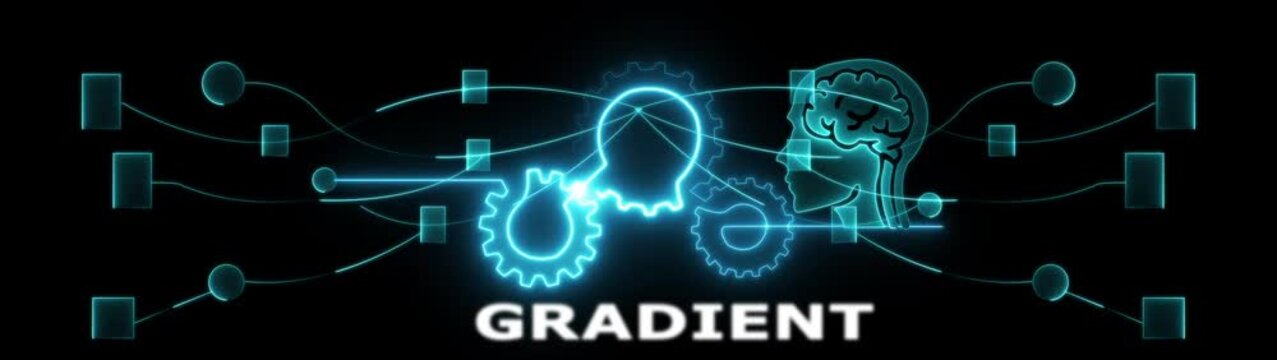 Gradient transformation concept with futuristic technology and human brain synergy innovation tech evolution icon animation.