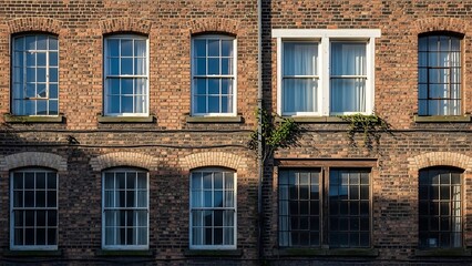 Obraz premium Traditional British brick building facade exterior.