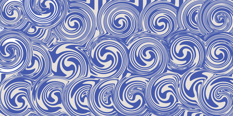 Naklejka premium Blue wavy lines abstract background. Trendy psychedelic retro style backdrop. Waves, swirl and twirl pattern. Twisted distorted vector texture.