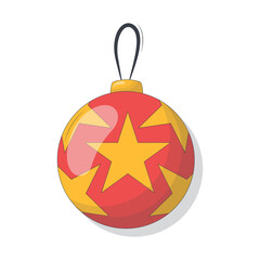 Obraz premium Christmas Ball Ornament in Trendy Cartoon Style. Isolated on White Background. 