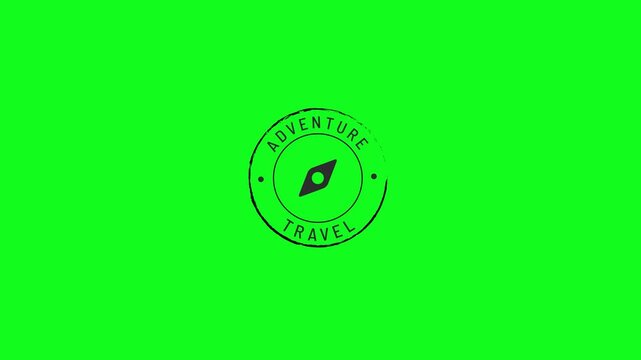 4K Motion Logo Animation of Adventure Travel Compass Stamp on Vibrant Green Screen Footage