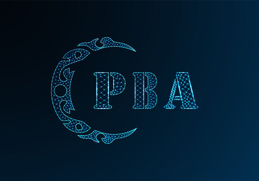 Low poly letter logo PBA design. PBA letter logo low poly vector design on blue color gradient background. PBA logo low poly design