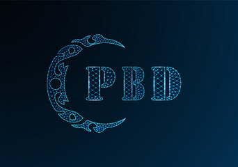 Low poly letter logo PBD design. PBD letter logo low poly vector design on blue color gradient background. PBD logo low poly design