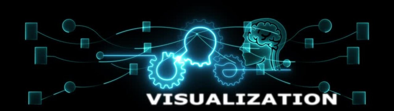 Visualization Gradient transformation concept with futuristic technology and human brain synergy innovation tech evolution icon animation.