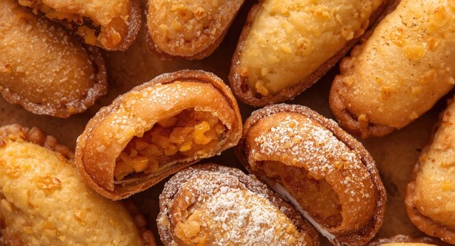 Authentic pastelitos with golden fried dough and sweet potato or membrillo stuffing