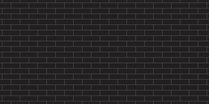 black brick wall texture, seamless cladding pattern for interior decoration, kitchen backsplash, plastic panel, building outdoor design. Abstract minimal background, vector eps 10