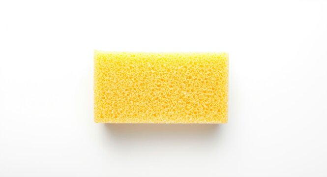 Dishwashing sponge with soft texture on white background