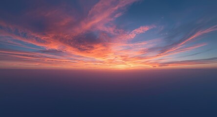 Fototapeta premium Artistic depiction of a sunset sky with soft orange clouds and deep blue tones