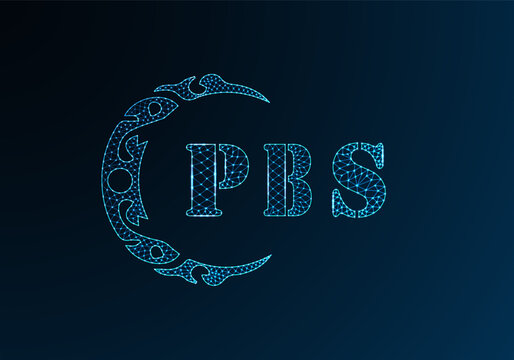 Low poly letter logo PBS design. PBS letter logo low poly vector design on blue color gradient background. PBS logo low poly design