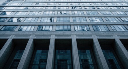 Obraz premium Commercial office building facade showcasing modern financial architecture