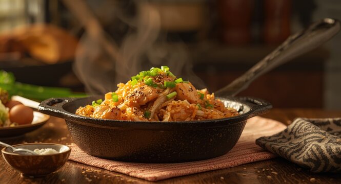 Flavor Packed Dak Galbi Style Fried Rice with Chicken and Saut&Atilde;&copy;ed Cabbage