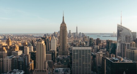 Naklejka premium Daytime urban vista with towering building and cityscape elements
