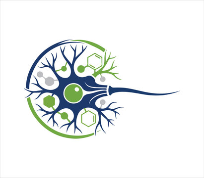 Scientific illustration of neuron with chemical receptors isolated transparent background