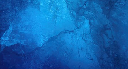Naklejka premium Cold glacier ice matte background in various blue shades illuminated by studio light with copy space