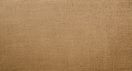 Fototapeta premium Overhead photo of natural brown burlap textile showing organic woven fiber texture with copy space