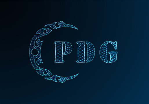 Low poly letter logo PDG design. PDG letter logo low poly vector design on blue color gradient background. PDG logo low poly design