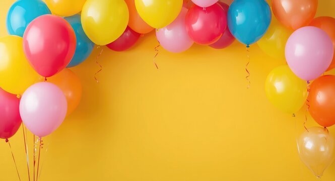80th birthday party featuring an array of bright balloons and plenty of copy space for wishes