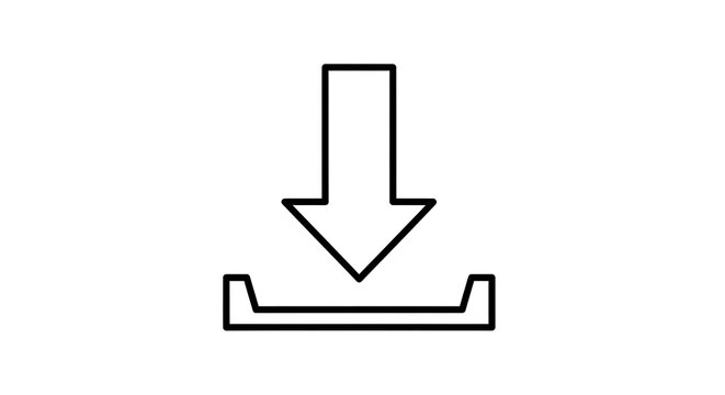 Simple black arrow pointing down into a rectangular slot