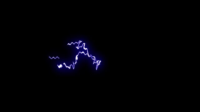 Animated lightning bolts striking in night sky with realistic thunderstorm overlay and bright electric flashes isolated on black background for dramatic 4k storm visuals