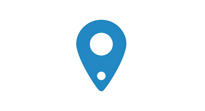 blue map pin icon on transparent background for navigation purposes