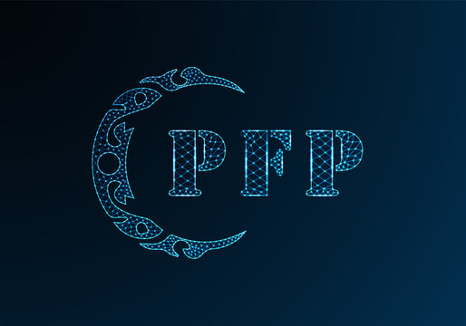 Low poly letter logo PFP design. PFP letter logo low poly vector design on blue color gradient background. PFP logo low poly design