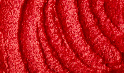 Red berry yogurt ice cream. Fresh fruit smoothie with strawberries, raspberries, pomegranate and red currants. Ice cream texture. Delicious sweet dessert close-up as a background. © Vera